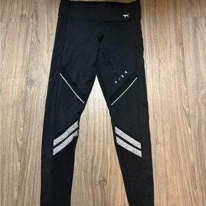PINK Victoria's Secret Black Leggings with White Logo